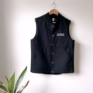 men’s zero skateboards insulated black canvas vest small nwot sold out